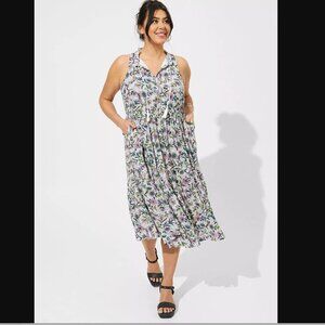 Torrid Midi Wash Gauze Tiered Floral Dress 2X